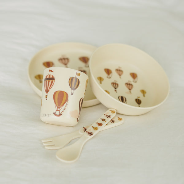 Children's Bamboo Dinnerware | 5 Piece Gift Set | Balloons