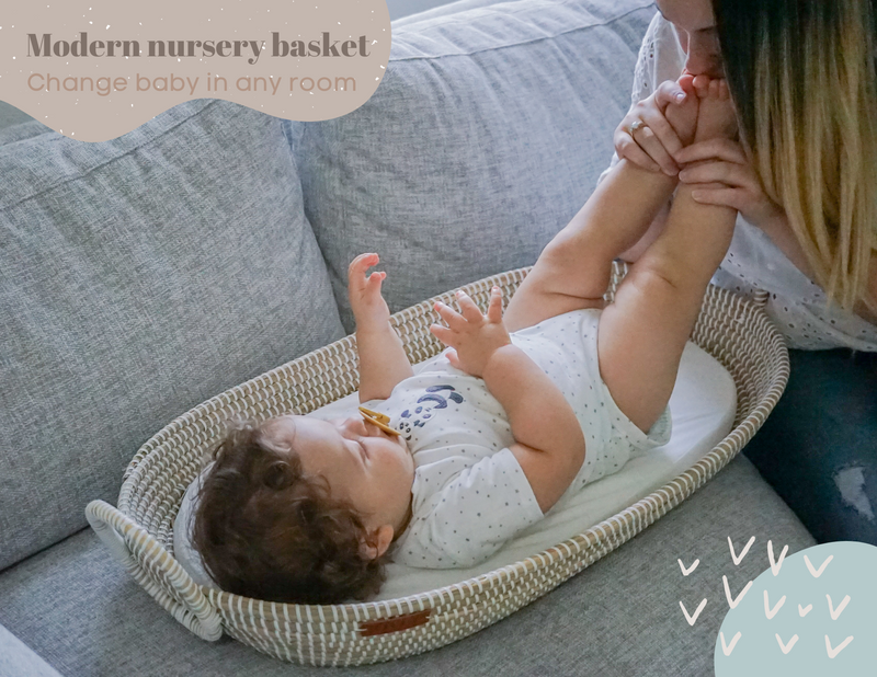 Lu & Ken Wicker Baby Changing Basket with Thick Pad & Waterproof