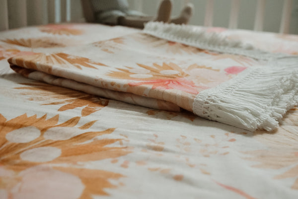 Fringe Muslin Swaddle Blanket | Bouquet