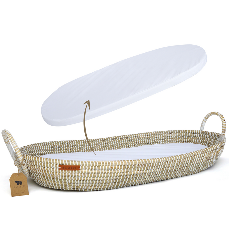 Lu & Ken Wicker Baby Changing Basket with Thick Pad & Waterproof Cover